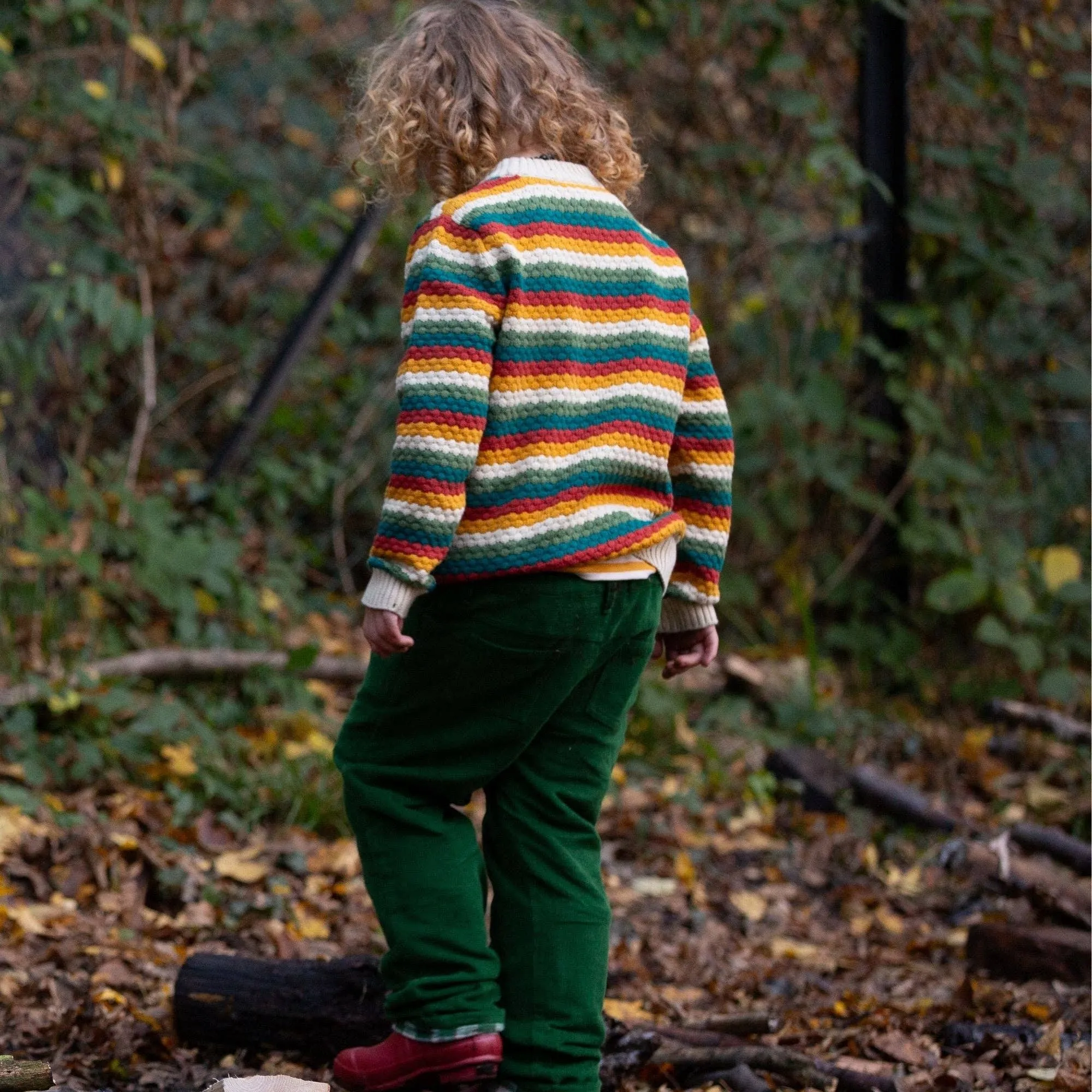 Knit sweater- honeycomb rainbow striped