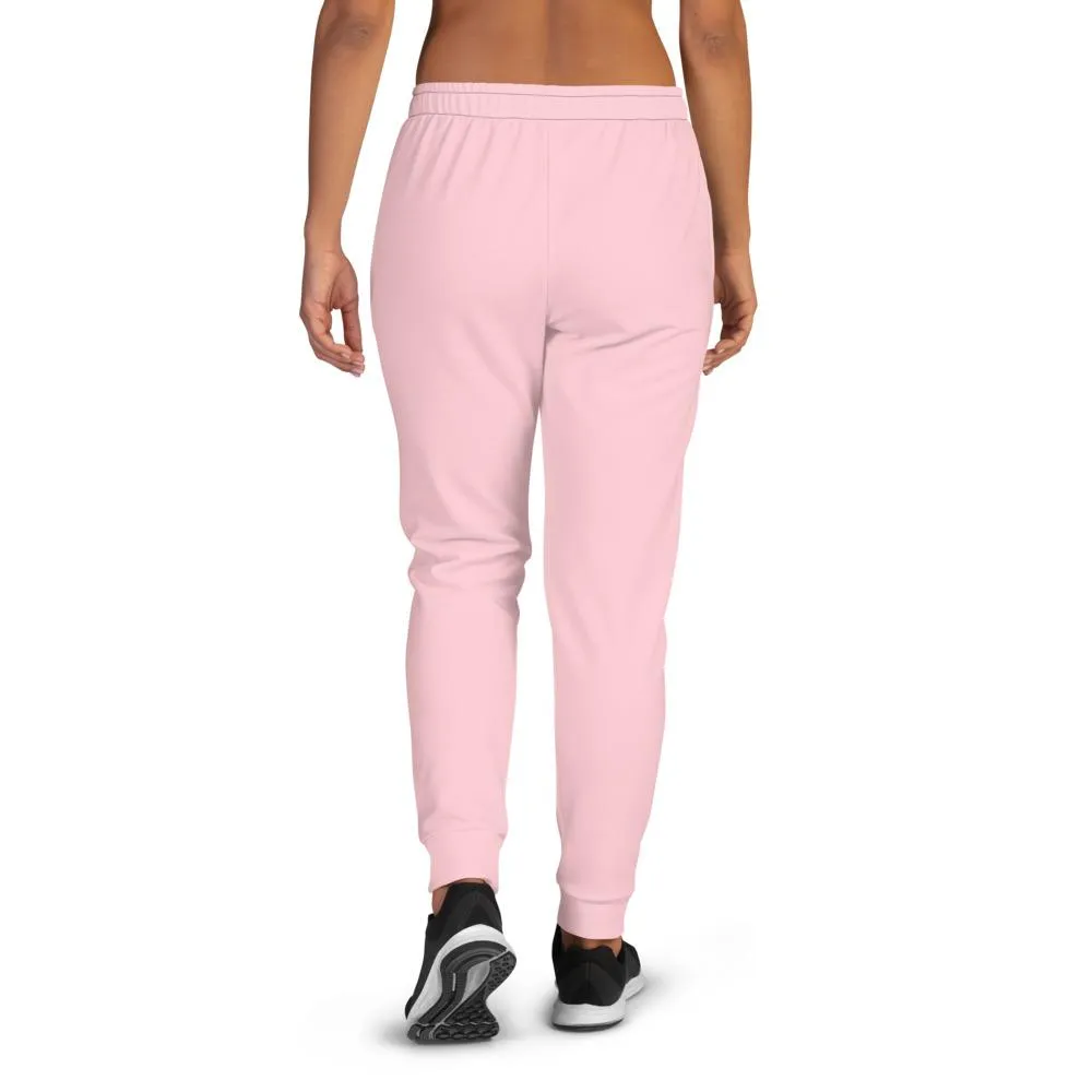 Light Pink Women's Joggers, Solid Color Designer Ladies' Slim Fit Sweatpants-Made in EU