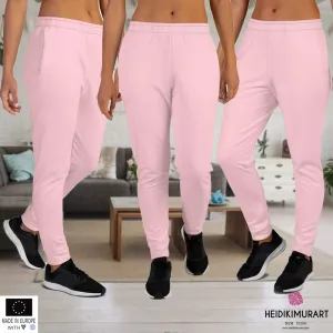 Light Pink Women's Joggers, Solid Color Designer Ladies' Slim Fit Sweatpants-Made in EU