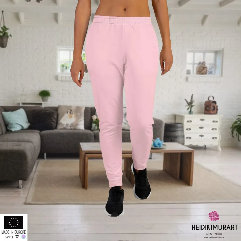 Light Pink Women's Joggers, Solid Color Designer Ladies' Slim Fit Sweatpants-Made in EU