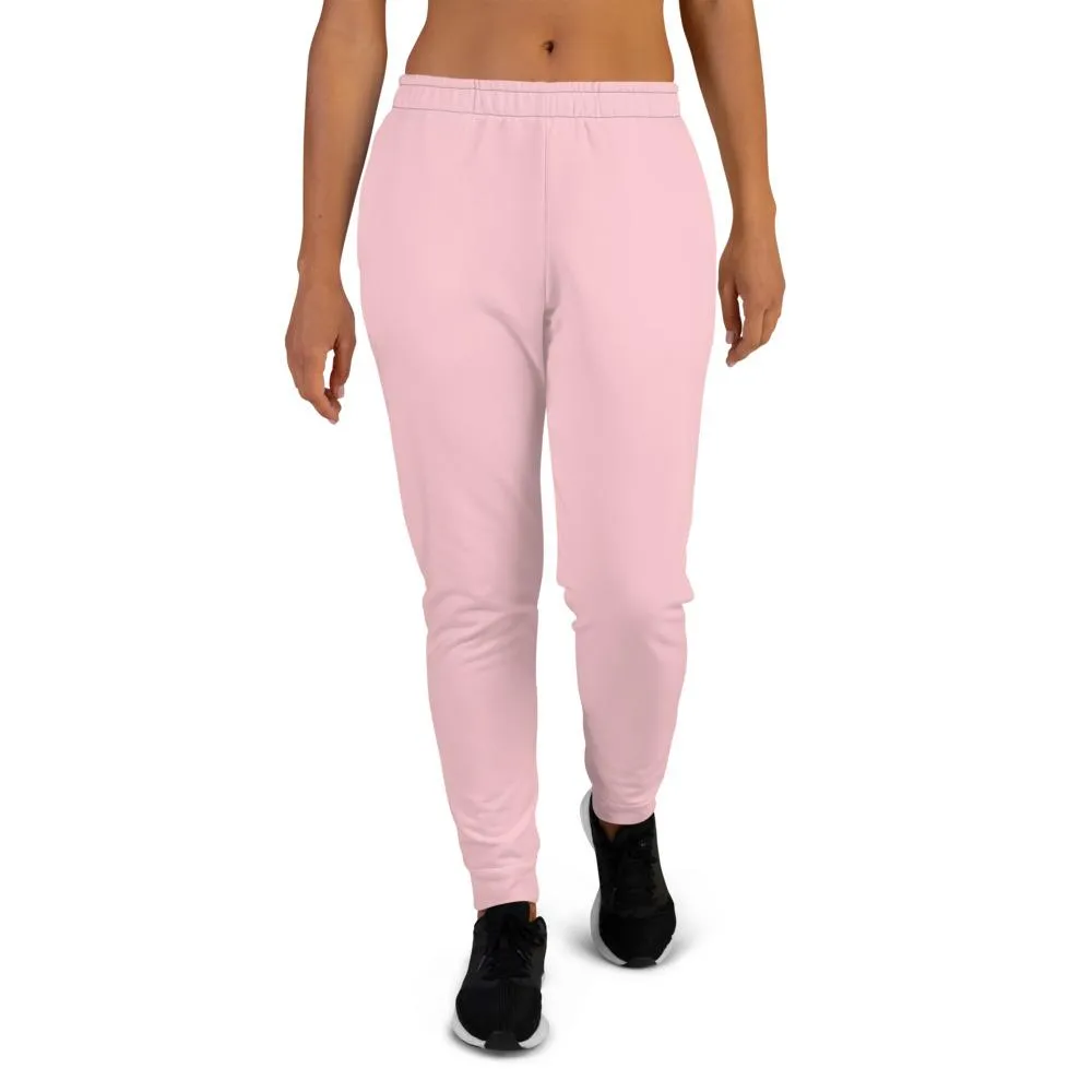 Light Pink Women's Joggers, Solid Color Designer Ladies' Slim Fit Sweatpants-Made in EU