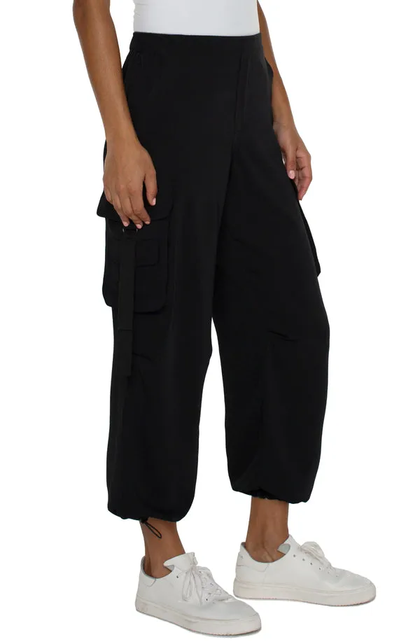 Liverpool Pull-On Parachute Cargo Pants (Black)