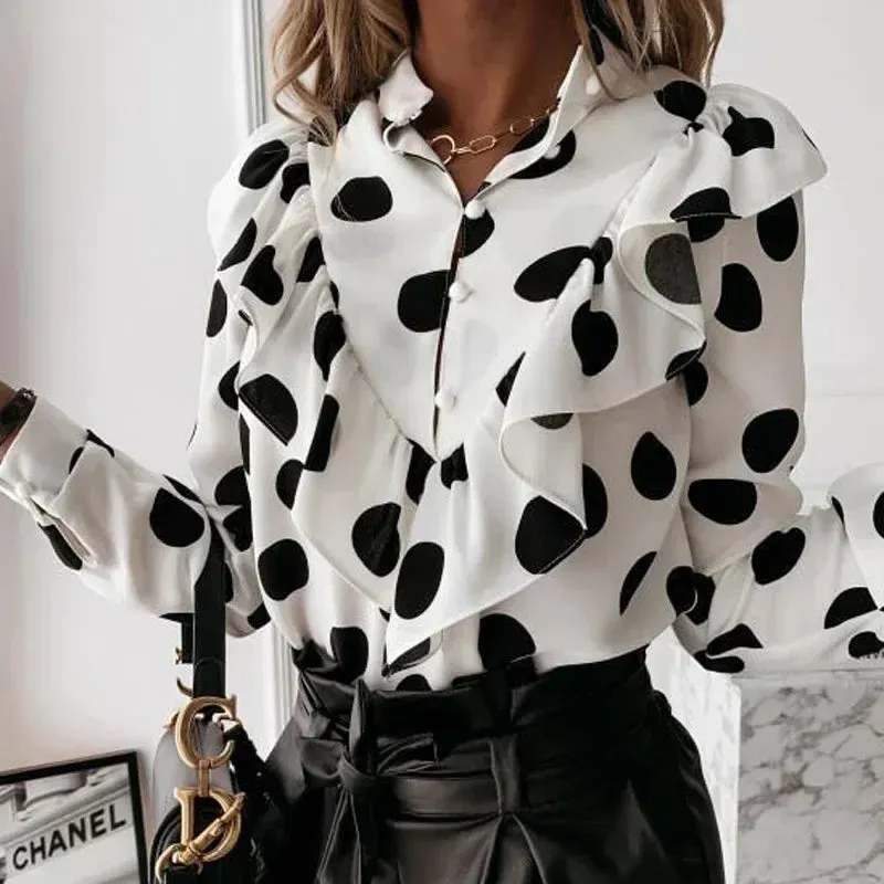LVSANW 2024 Spring Blouses Vintage Women Casual Print Shirt Oversize Female Long Sleeve Tees Korean Fashion Top Summer Elegant Blouses