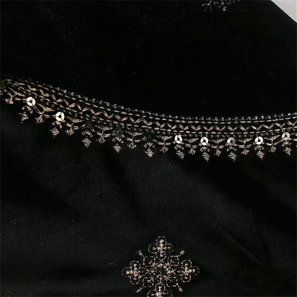 LVSANW 2024 Zarb Spring/Summer New Women's Fashion and Versatile Slim Fit Trendy Palace Embroidered Velvet Coat