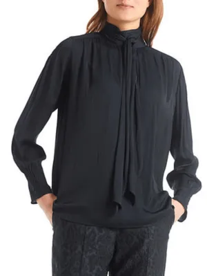 Marc Cain T Collections Midnight Blue Bow Neck Blouse RC 51.10 W19 COL 395