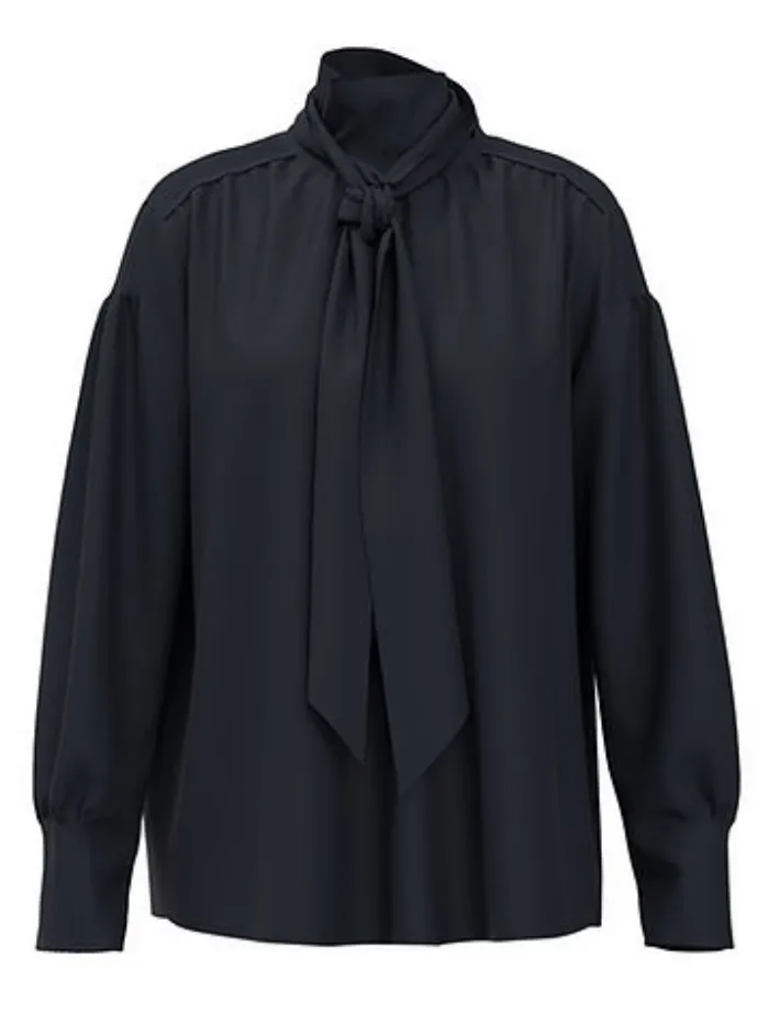 Marc Cain T Collections Midnight Blue Bow Neck Blouse RC 51.10 W19 COL 395