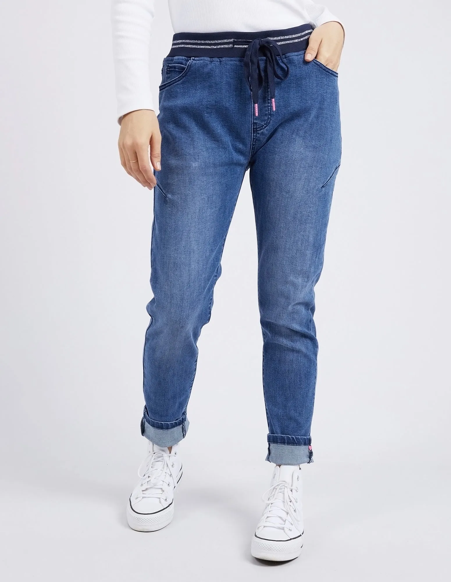 Melody Denim Joggers - Dusty Blue Wash