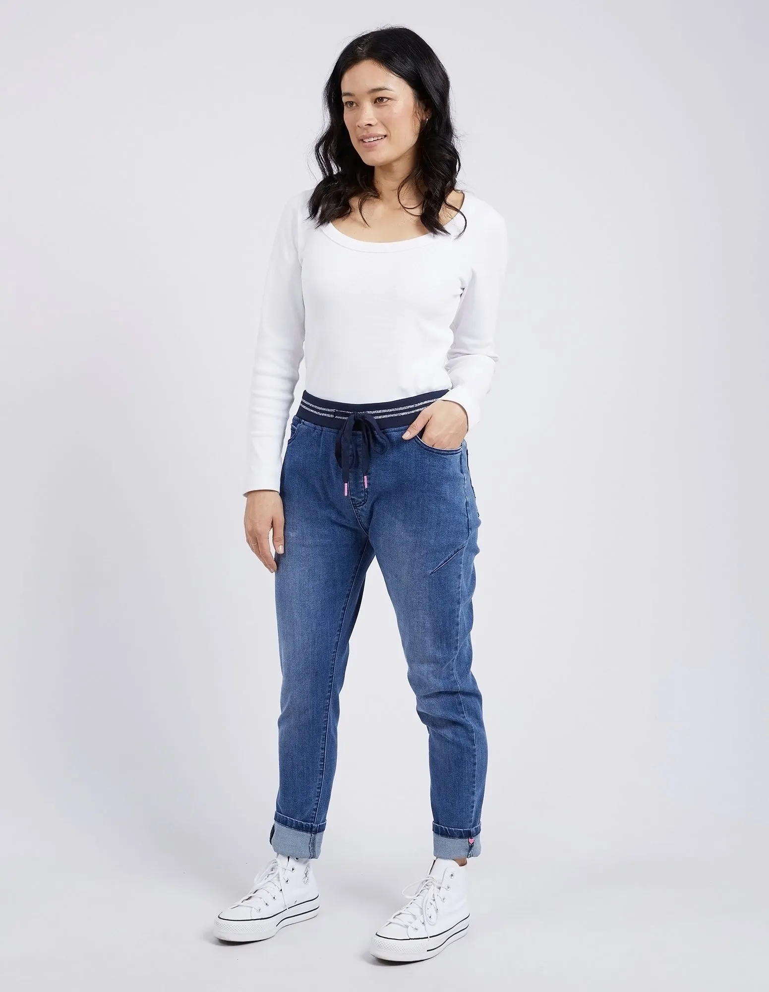 Melody Denim Joggers - Dusty Blue Wash