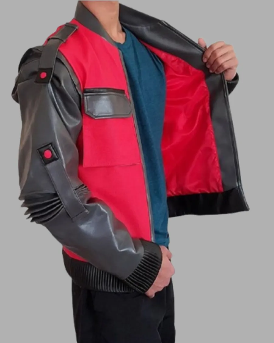Mens Red & Black Future Designer Trendy Leather Jacket