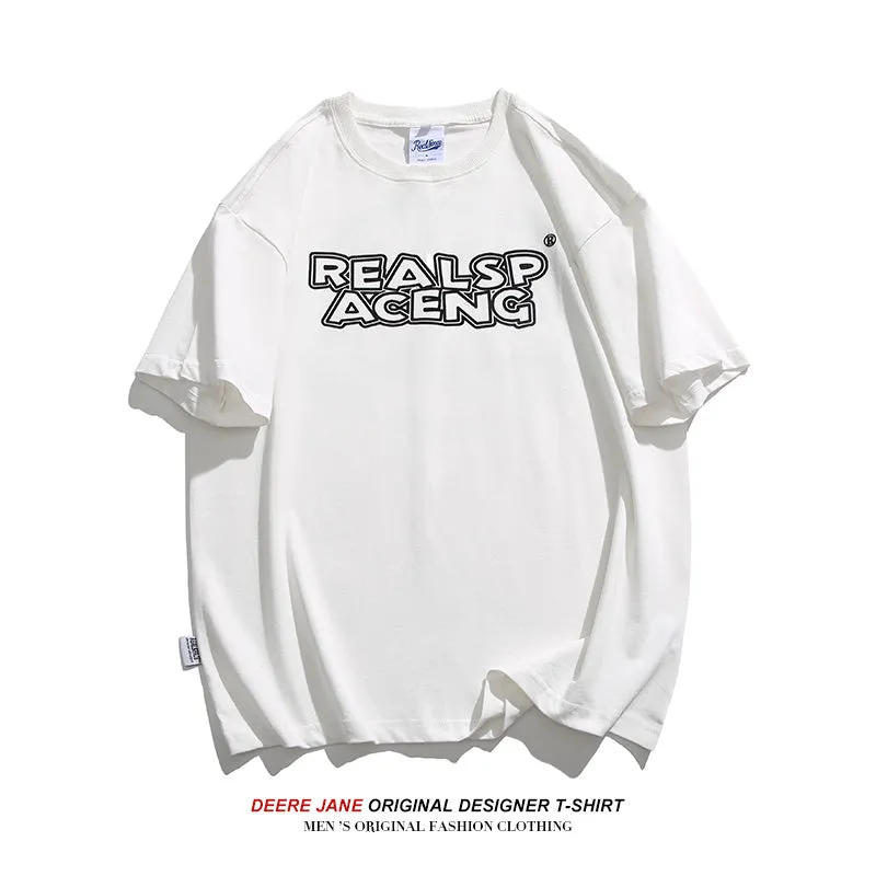 Men's T-Shirts Short-Sleeved T-shirt Men's Summer Loose round Neck Half-Length Sleeve Versatile