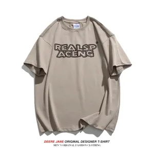 Men's T-Shirts Short-Sleeved T-shirt Men's Summer Loose round Neck Half-Length Sleeve Versatile