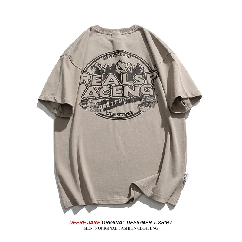Men's T-Shirts Short-Sleeved T-shirt Men's Summer Loose round Neck Half-Length Sleeve Versatile