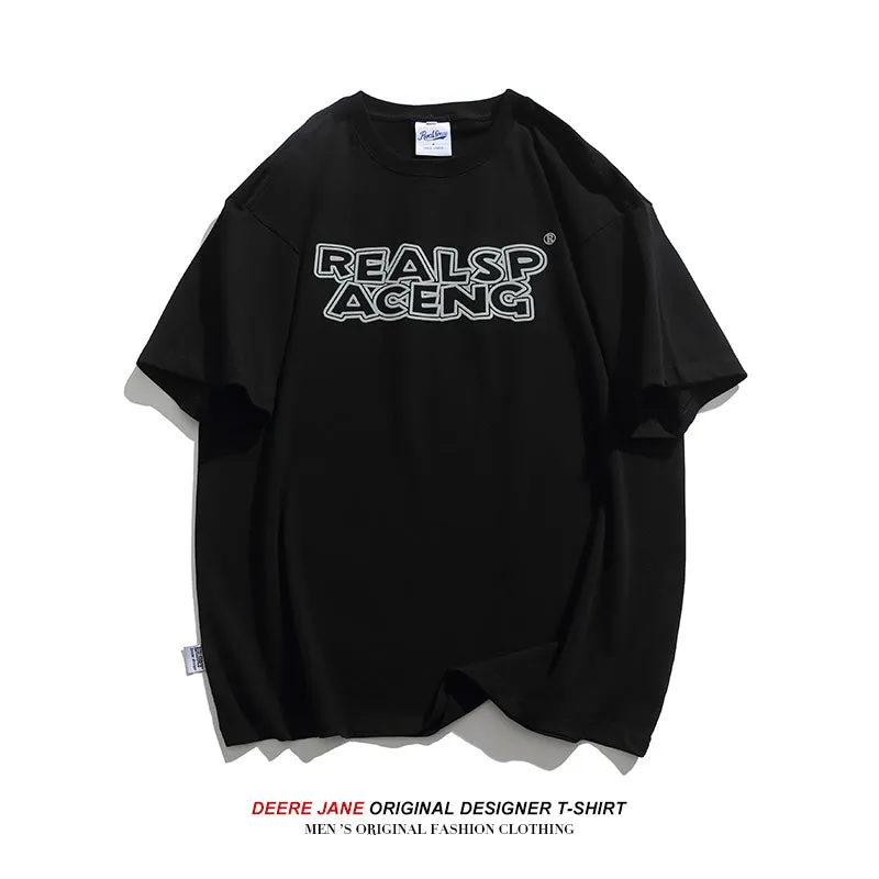 Men's T-Shirts Short-Sleeved T-shirt Men's Summer Loose round Neck Half-Length Sleeve Versatile