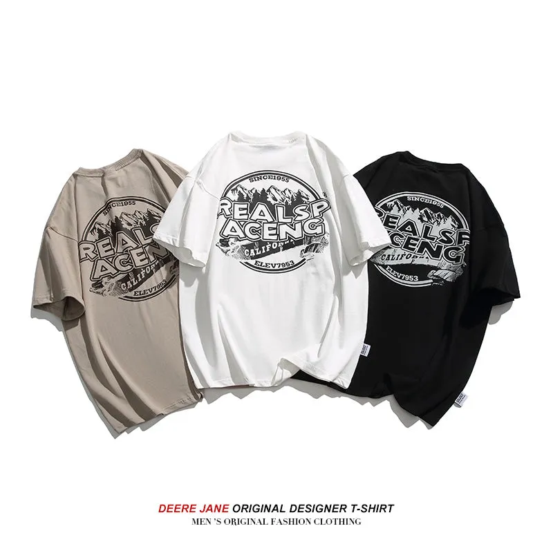 Men's T-Shirts Short-Sleeved T-shirt Men's Summer Loose round Neck Half-Length Sleeve Versatile