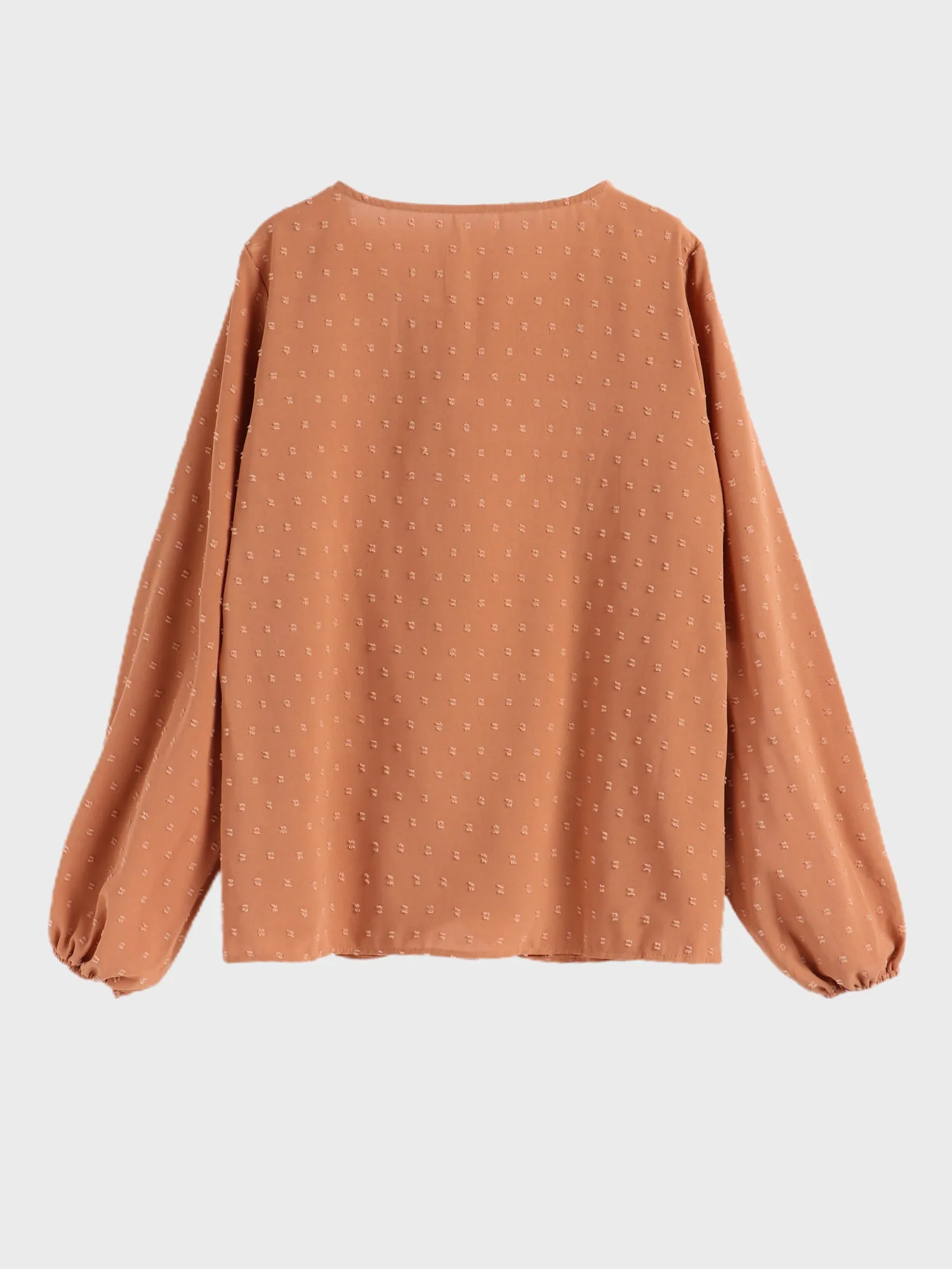 Midsize Lady Ruffle Hem Lantern Sleeve Blouse