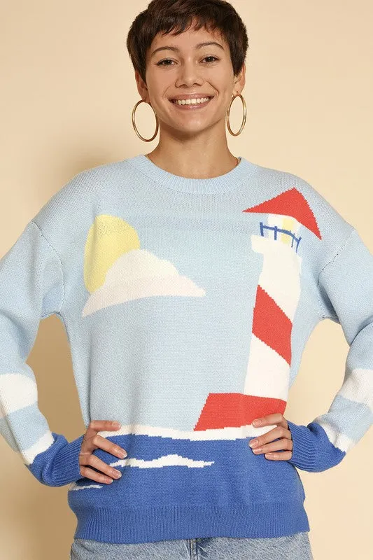 Miss Sparkling Lighthouse knit sweater