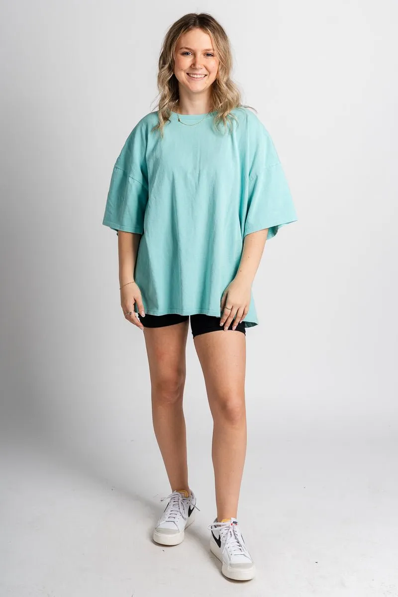 Oversized mineral tee turquoise