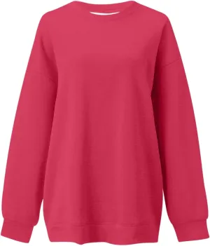 Oversized Sweatshirt for Women Women's Fashion Casual Solid Color Loose Shoulder Round Neck Long Sleeve Hoodie
