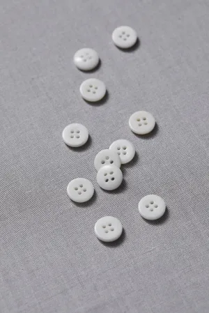 PLAIN 4 HOLE COROZO BUTTON |  Bright White 11mm