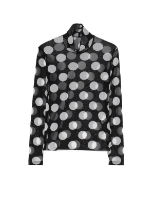 POLKA DOTS TULLE HIGH NECK T