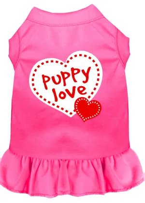 Puppy Love Screen Print Dress Bright Pink Xl