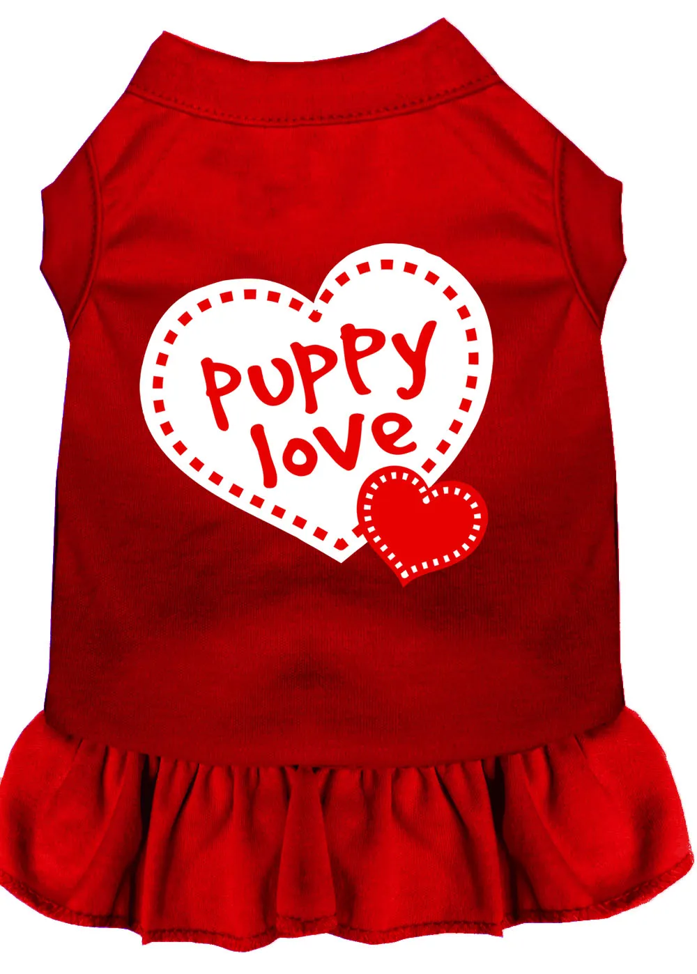 Puppy Love Screen Print Dress Red Xs