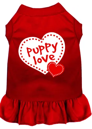 Puppy Love Screen Print Dress Red Xs