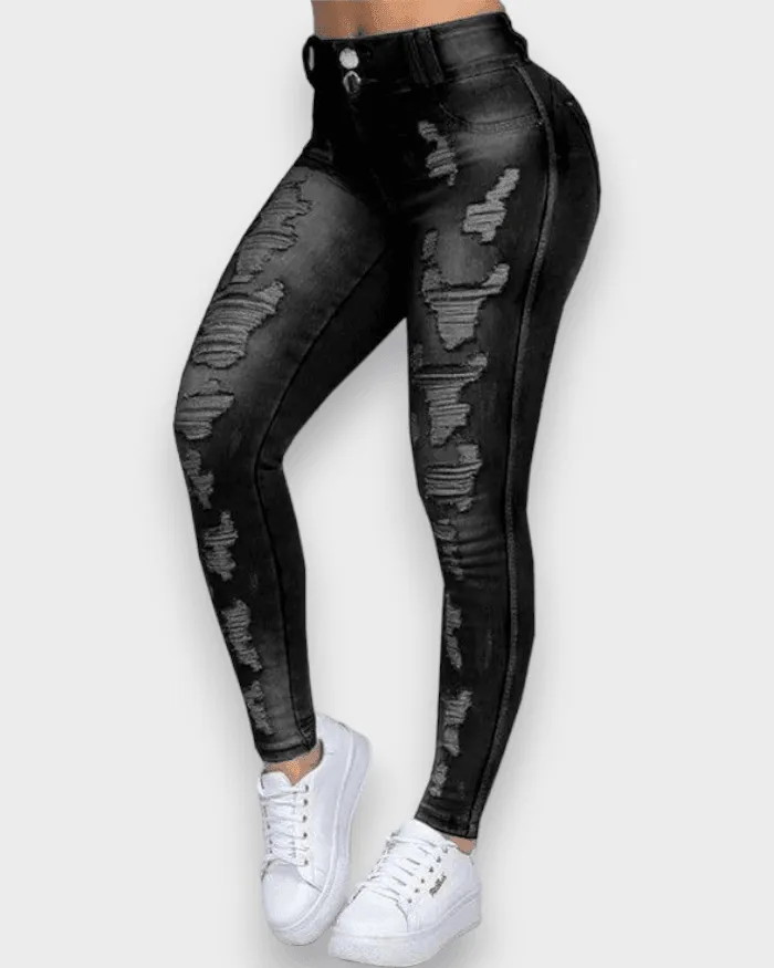 Ripped Slimming Stretch Jeans