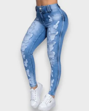 Ripped Slimming Stretch Jeans