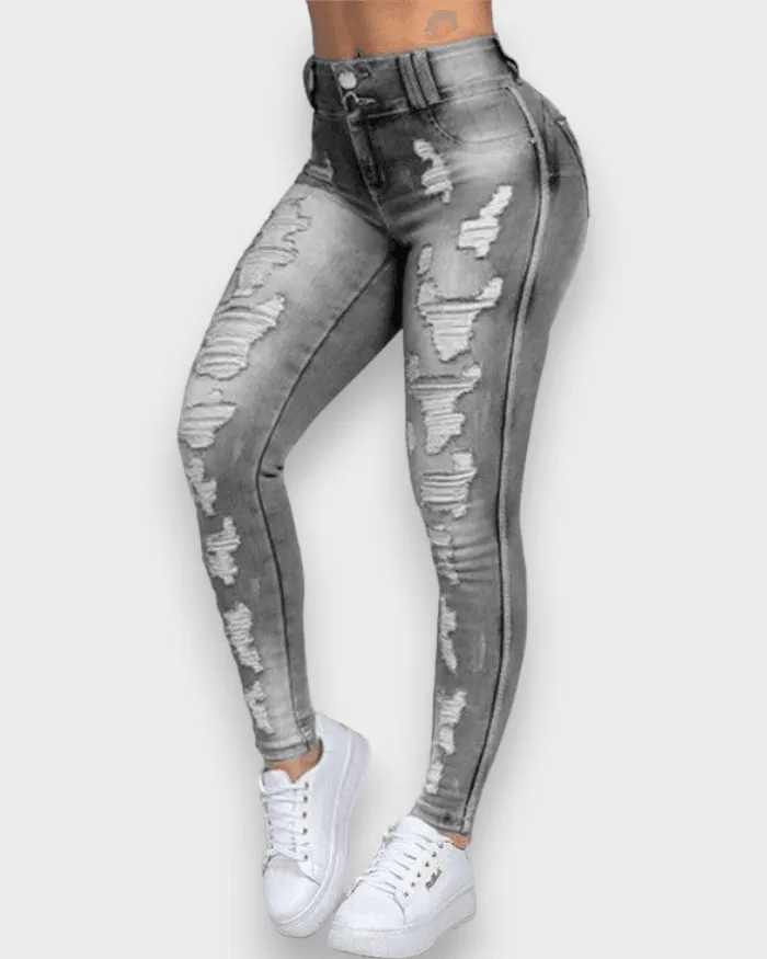 Ripped Slimming Stretch Jeans