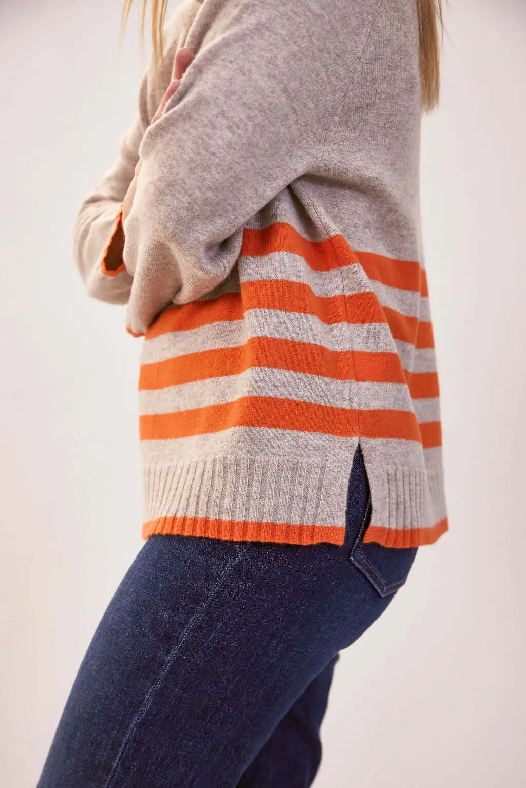 See Saw Luxe Merino Stripe Sweater in Natural Tango