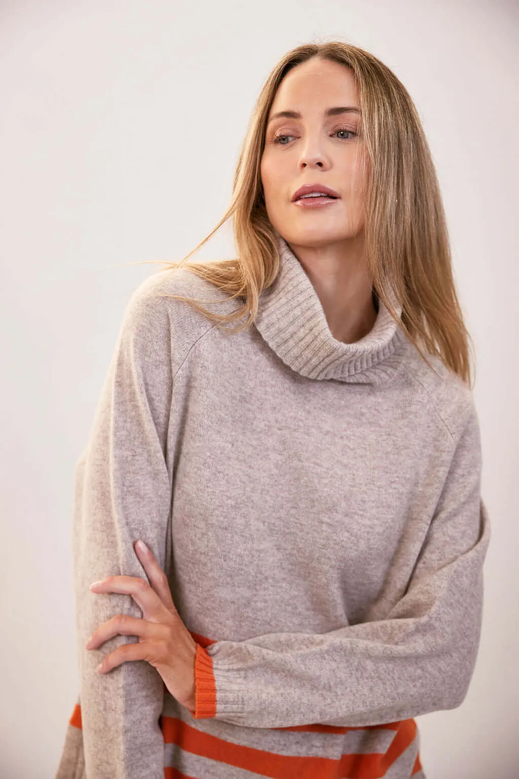 See Saw Luxe Merino Stripe Sweater in Natural Tango