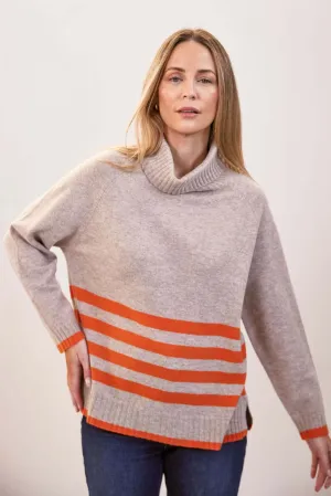 See Saw Luxe Merino Stripe Sweater in Natural Tango