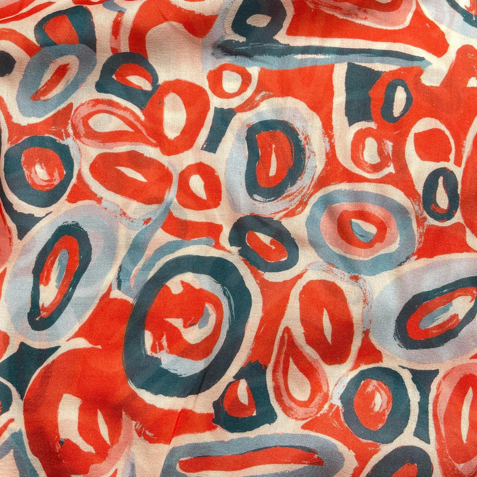 Slight sevledge fault - Coral Pebbles Viscose Fine Crepe Fabric