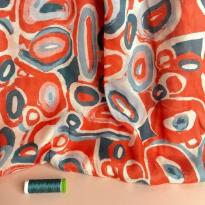 Slight sevledge fault - Coral Pebbles Viscose Fine Crepe Fabric