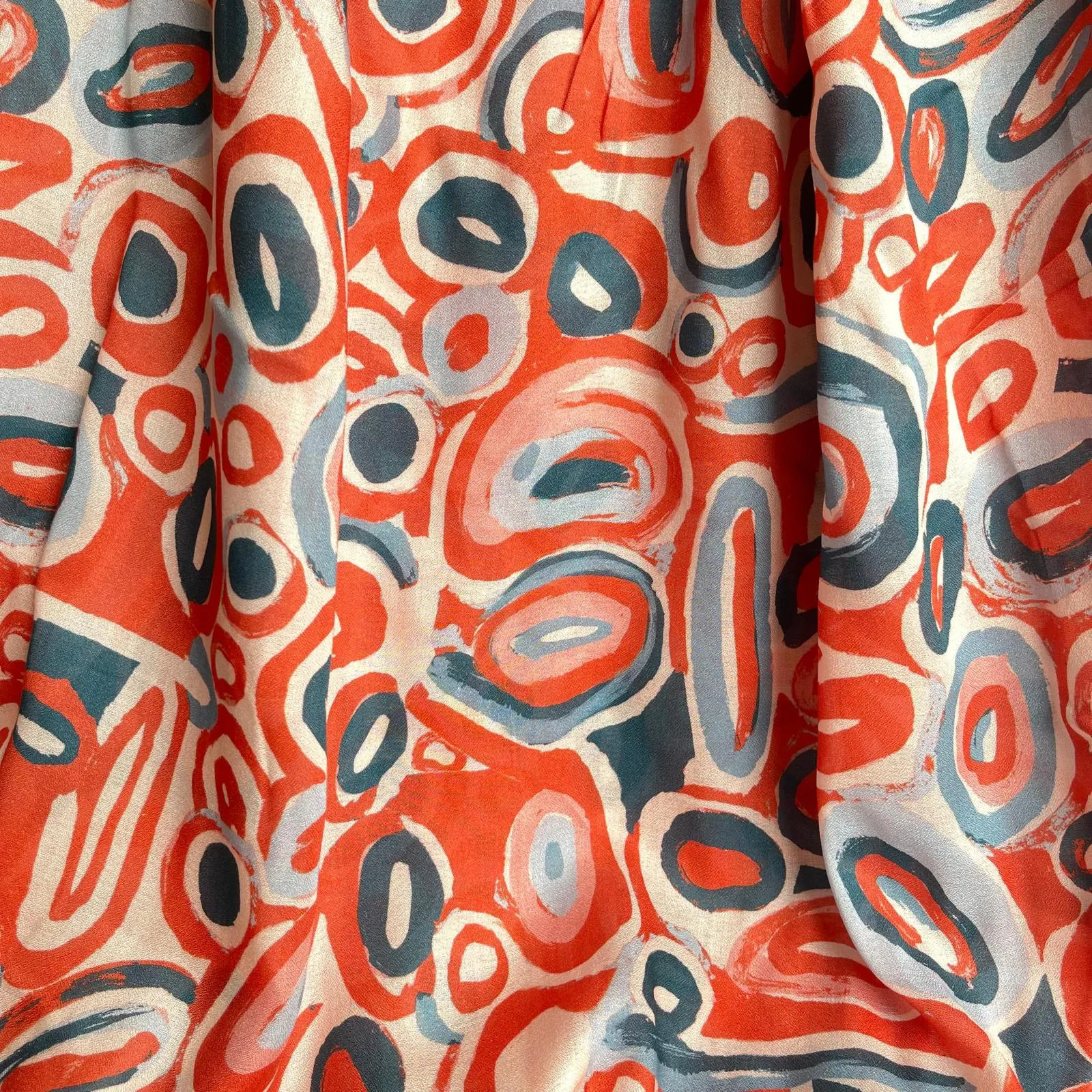 Slight sevledge fault - Coral Pebbles Viscose Fine Crepe Fabric