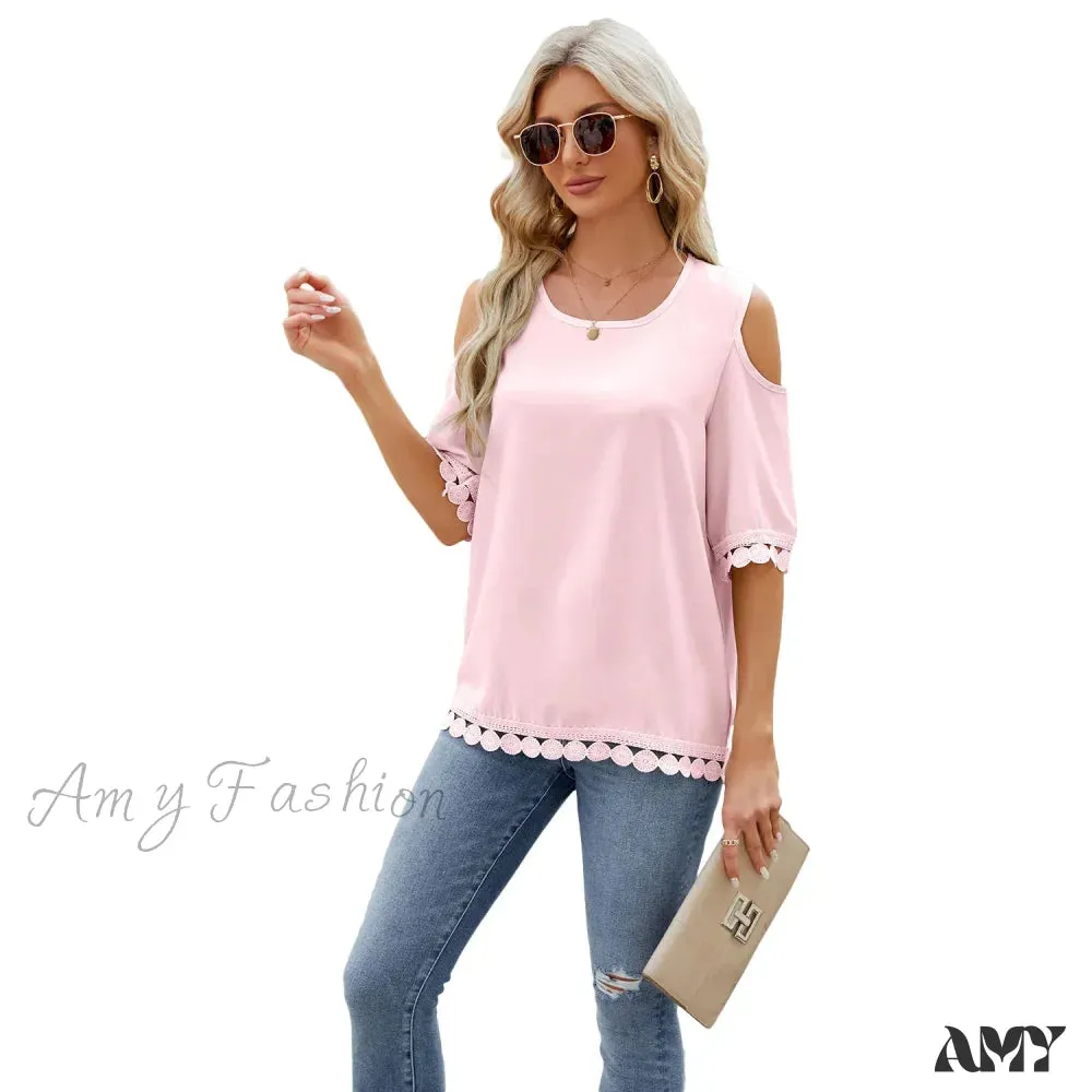 Solid Color Casual Slim Fashion Summer Vintage Elegant Female Tops Blouses