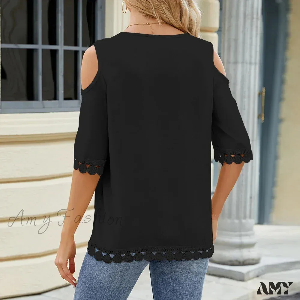 Solid Color Casual Slim Fashion Summer Vintage Elegant Female Tops Blouses