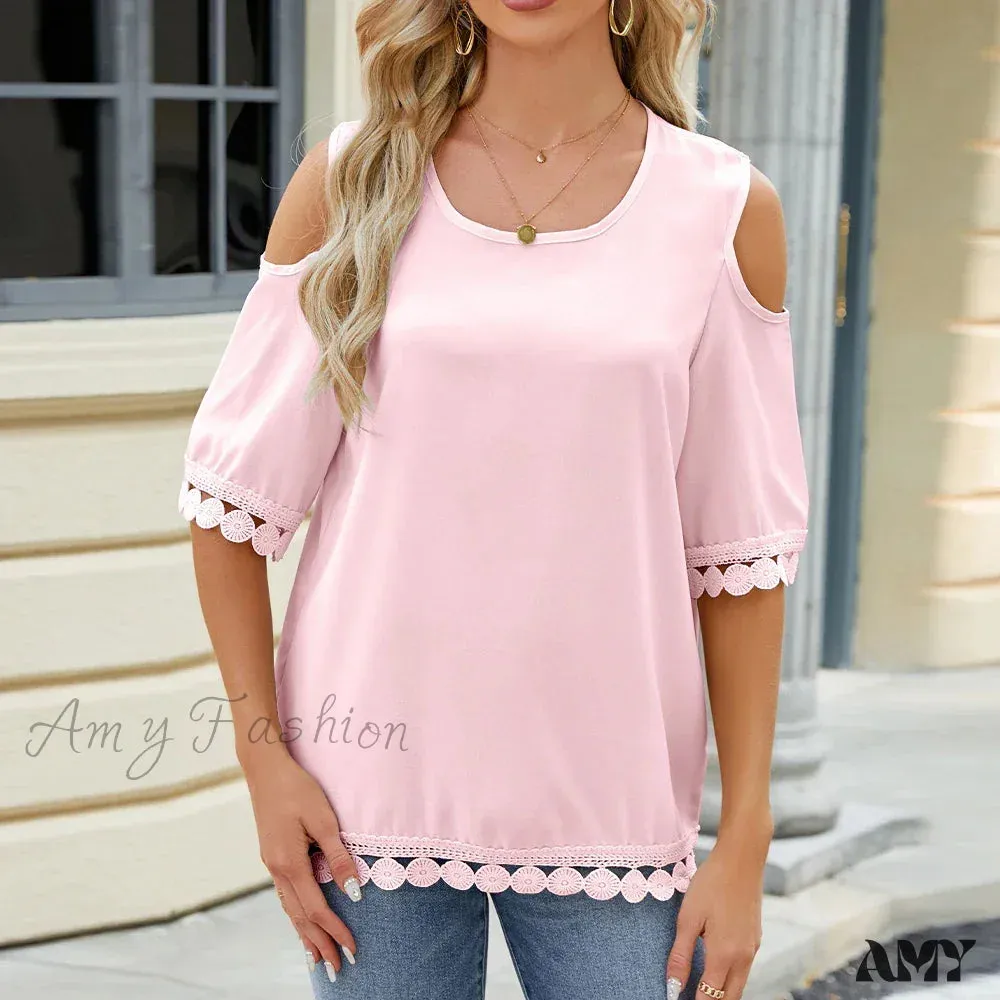 Solid Color Casual Slim Fashion Summer Vintage Elegant Female Tops Blouses
