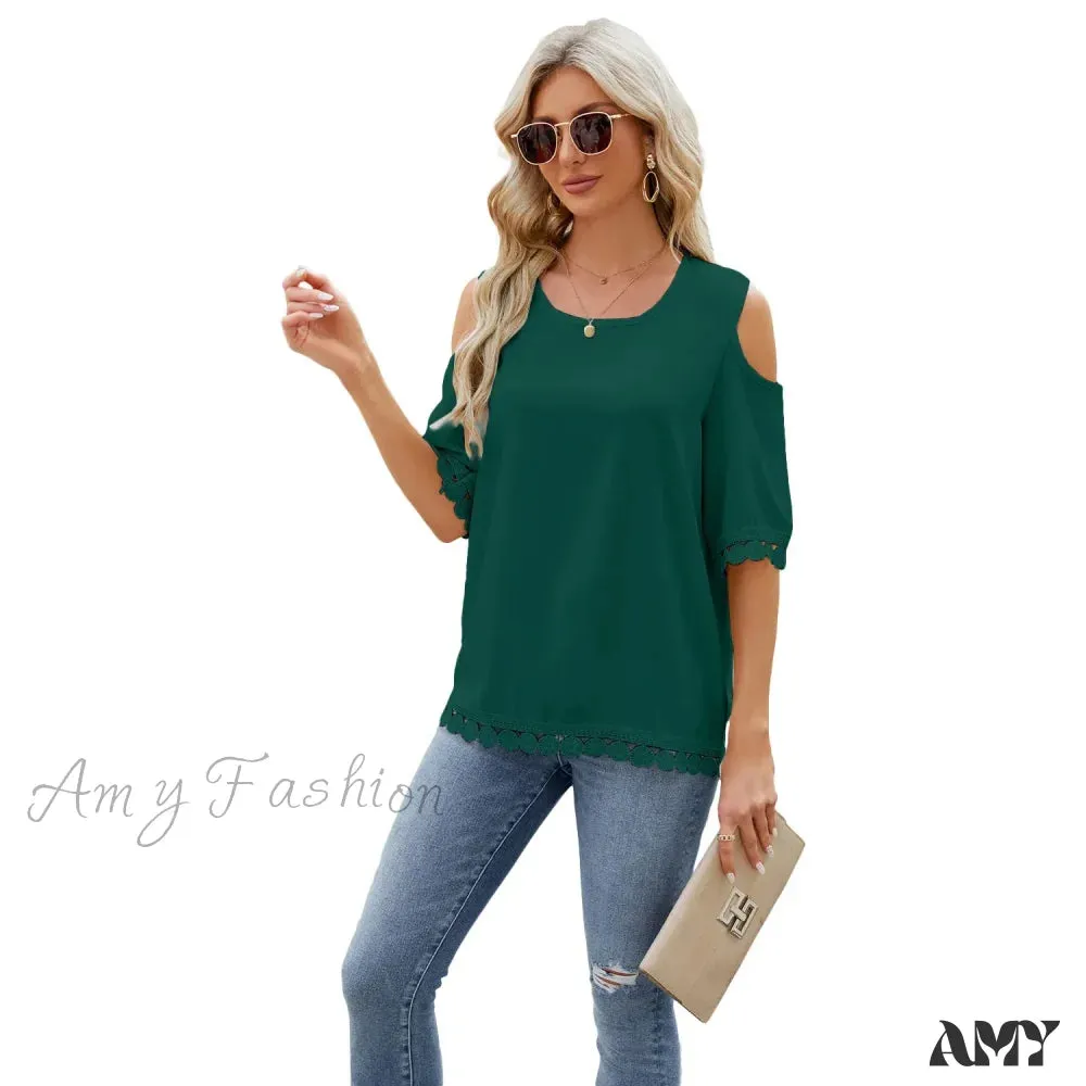 Solid Color Casual Slim Fashion Summer Vintage Elegant Female Tops Blouses