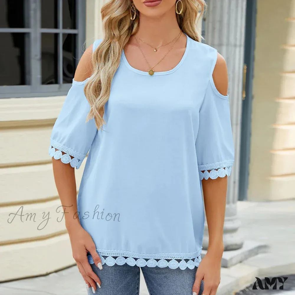 Solid Color Casual Slim Fashion Summer Vintage Elegant Female Tops Blouses