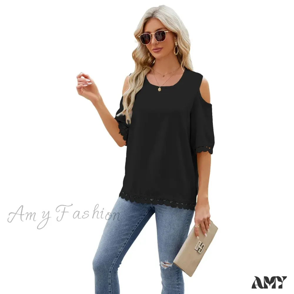 Solid Color Casual Slim Fashion Summer Vintage Elegant Female Tops Blouses