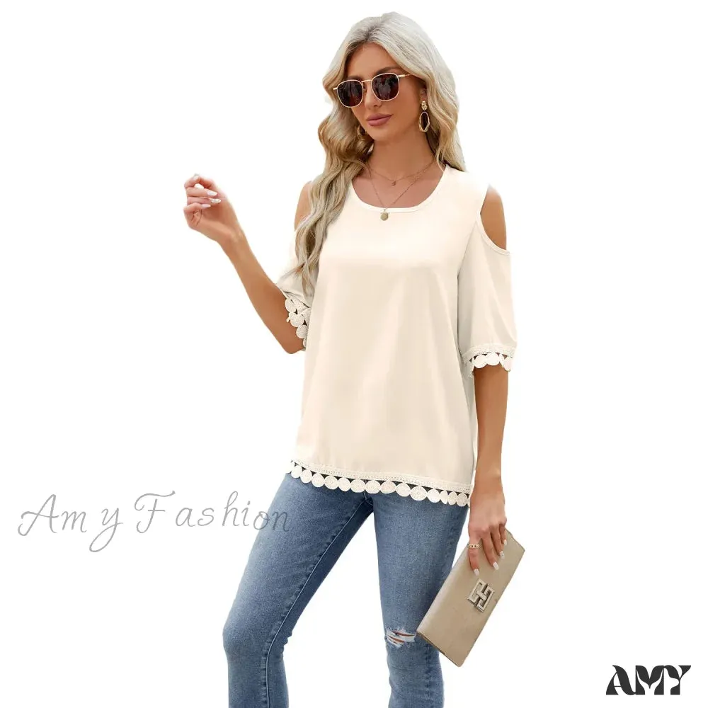 Solid Color Casual Slim Fashion Summer Vintage Elegant Female Tops Blouses