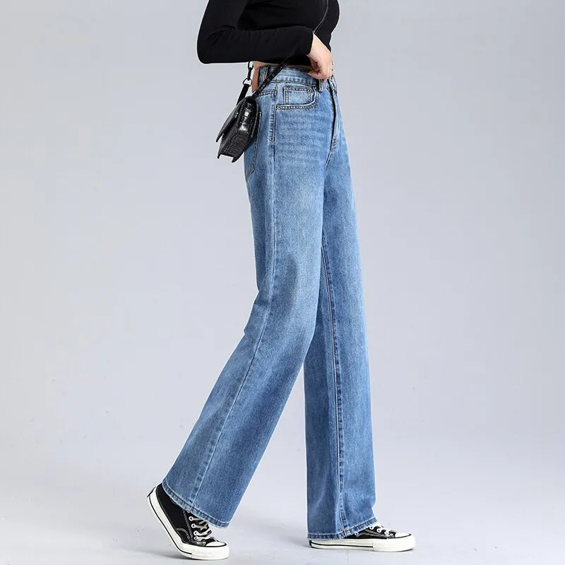 Straight Loose High Waist Wide Leg Jeans Cotton Denim Casual Pants Comfortable Wash Jeans Trousers