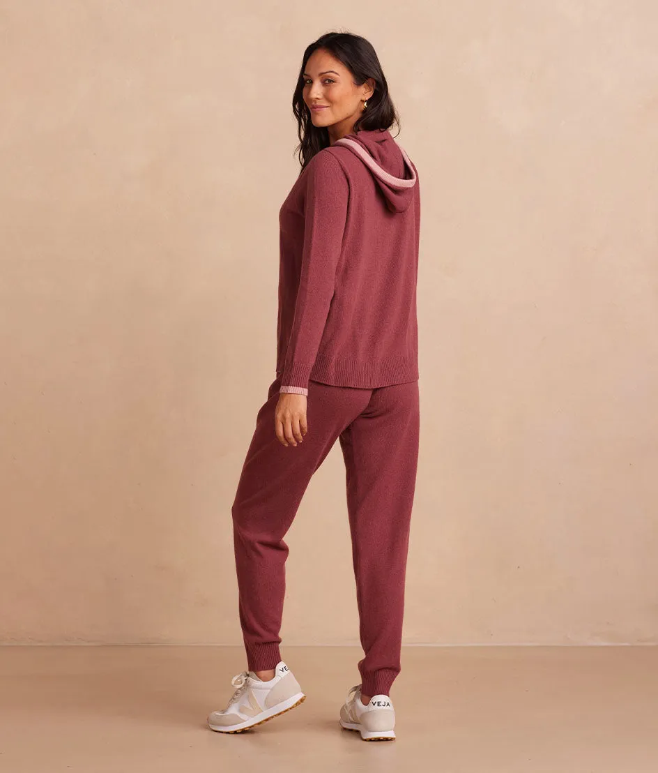 The Coziest Cashmere Blend Jogger - Rosewood & Shell