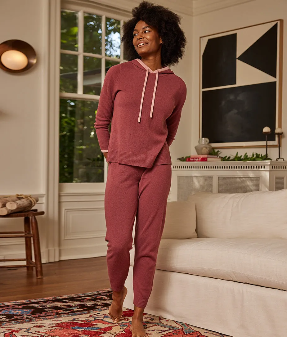 The Coziest Cashmere Blend Jogger - Rosewood & Shell