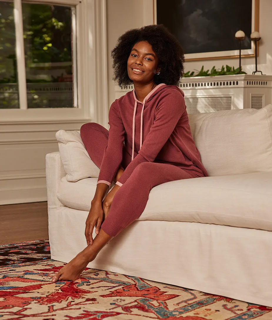 The Coziest Cashmere Blend Jogger - Rosewood & Shell