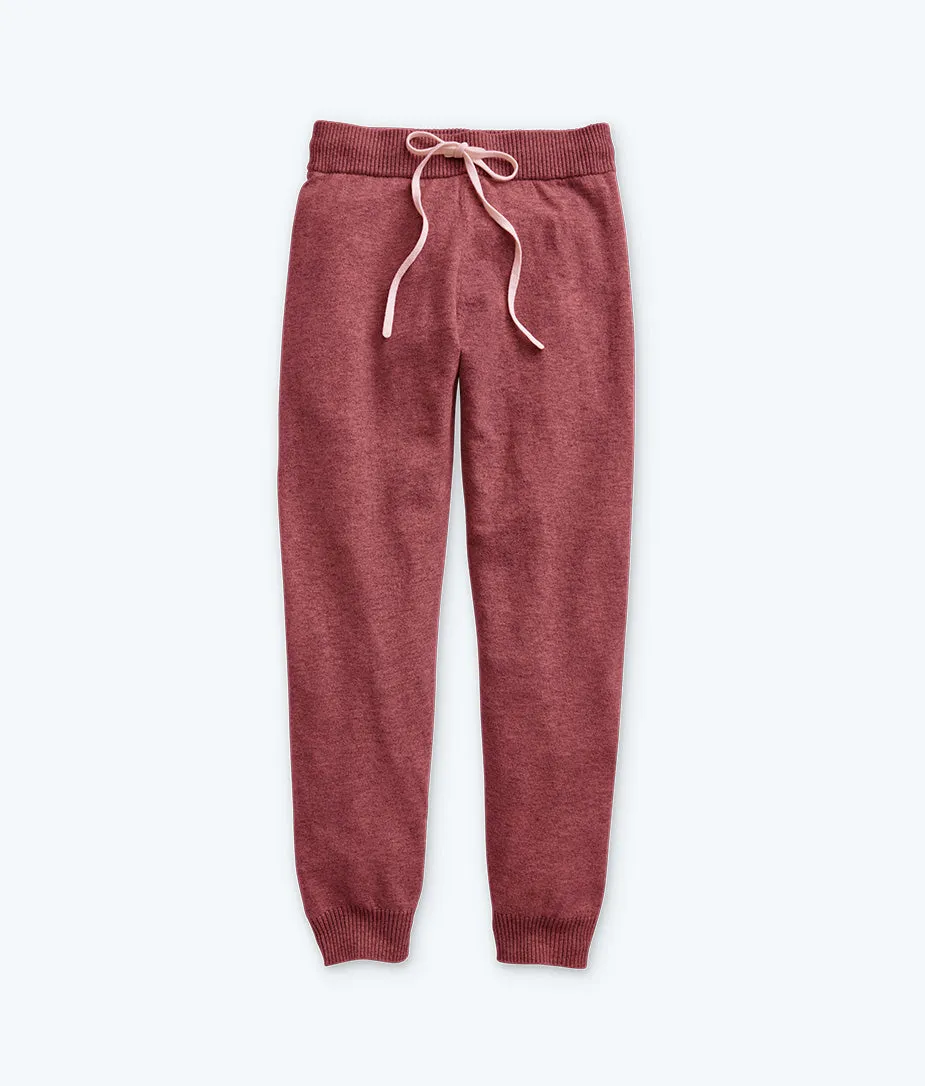 The Coziest Cashmere Blend Jogger - Rosewood & Shell