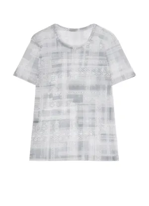 TULLE LACE PRINT HALF SLEEVE T