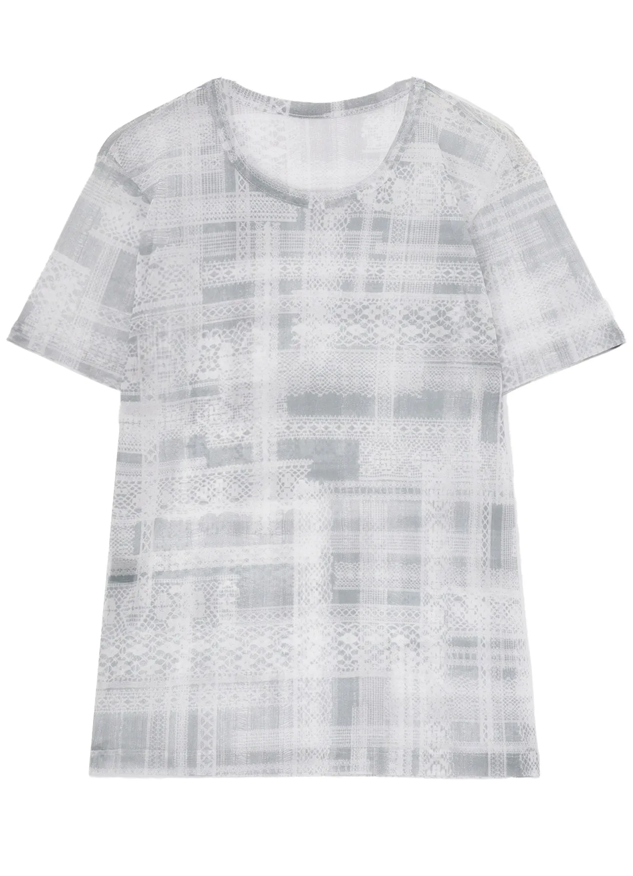 TULLE LACE PRINT HALF SLEEVE T